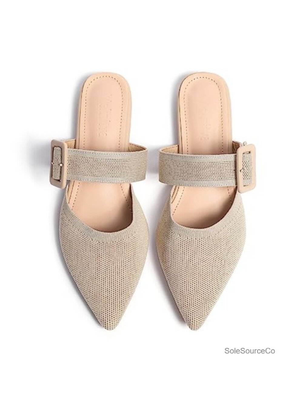 Knitted Mules for Women, Slip On Backless Flat Shoes, Wide Width with Memory